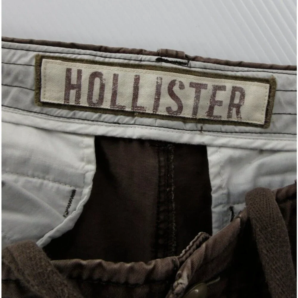 VINTAGE Hollister Shorts 34 Chino Khakis Button Fly Surfer Y2K Baggy *